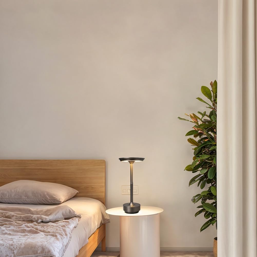 Bomkra Vueeze Ecolume Table Lamp, Ecolume Light, Vueeze Cordless Lamp, Rechargeable Vianys Ecolume, Vueeze Bedside Lamp, Portable Outdoor Dining Table Light (Grey)