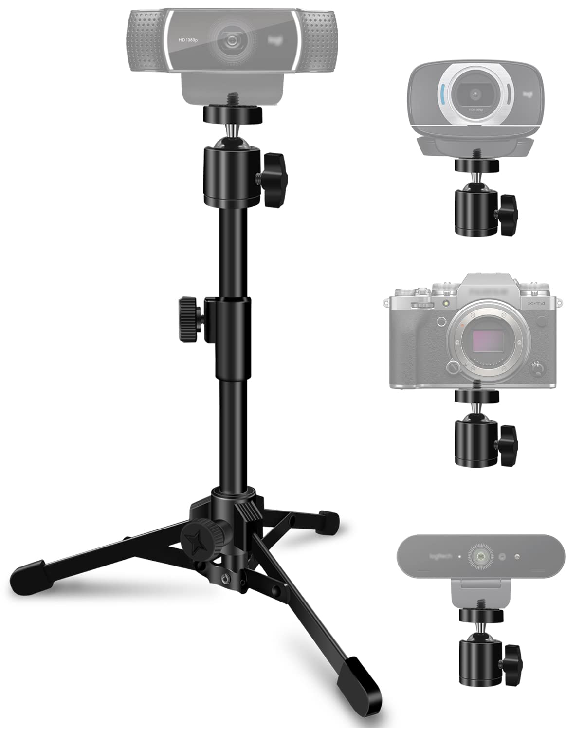 Mictop Desktop Webcam Tripod Stand, Extendable Webcam Camera Stand Tripod For Logitech Stream Webcam C925E C922X C922 C930E C930 C920 C615 And Other Devices With 1/4" Thread