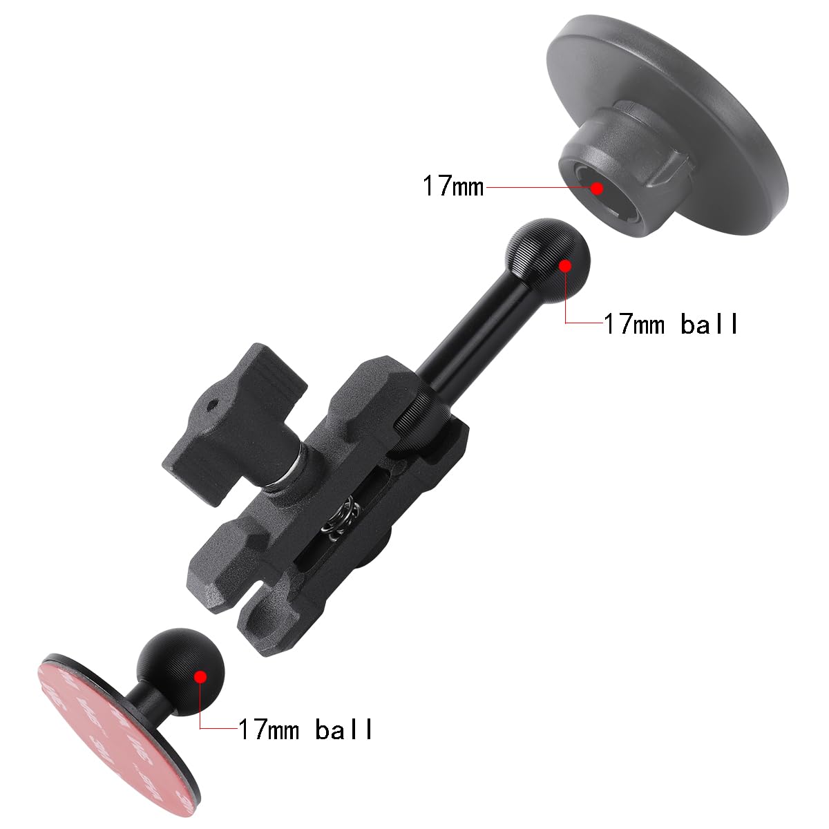 Leenconghui Adhesive 17Mm Ball Mount With Extension Adapter For Car Phone Holder, Suction Cup Base For Mounting On Car Dashboards, 17Mm Ball Head Stand Base Compatible With Garmin Nuvi Gps Navigator