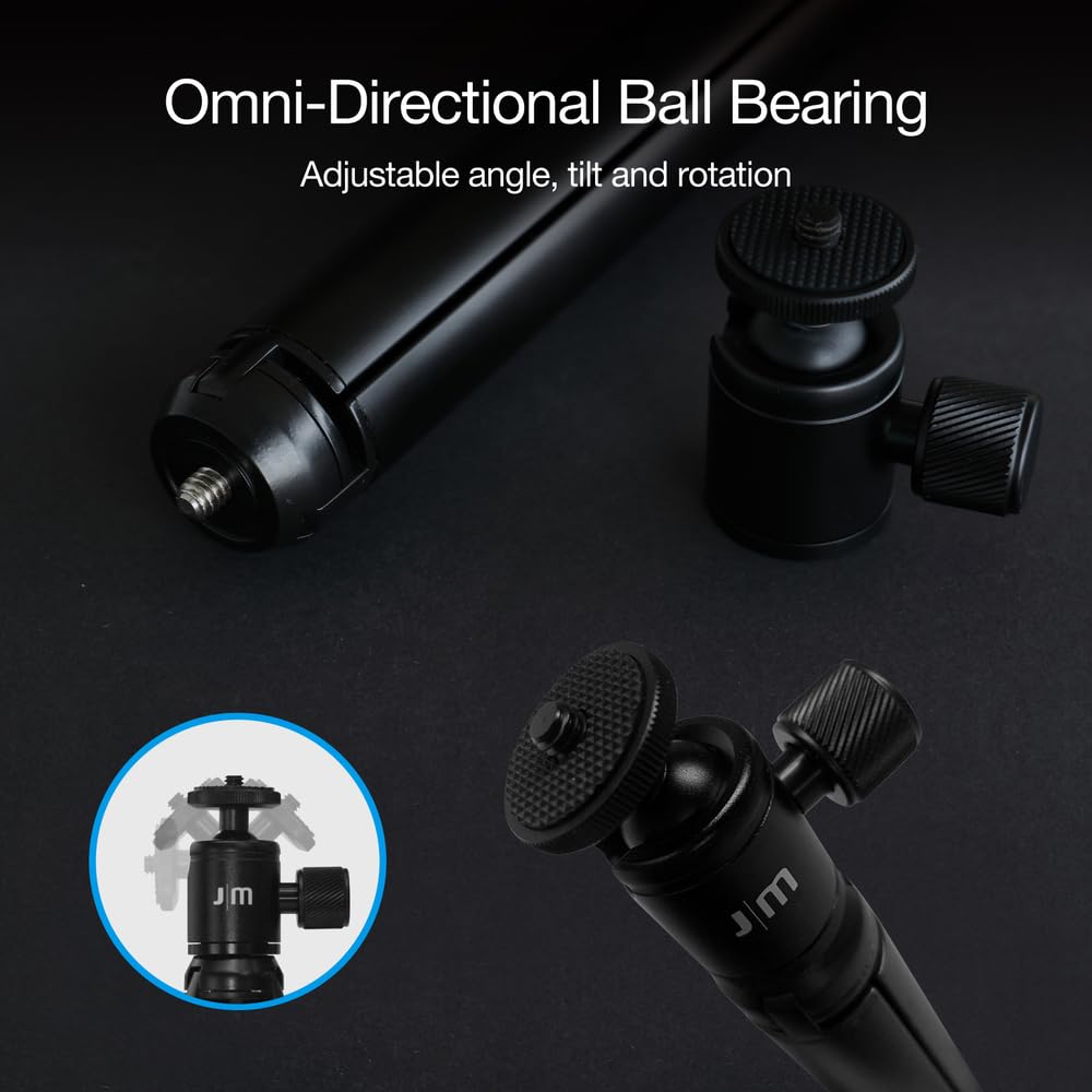 Just Mobile Shuttergrip Mini Tripod Premium Aluminum Alloy Ball Head Mount Standard 1/4" Screw Desktop Tabletop Stand Tripod Fits All Cameras Black