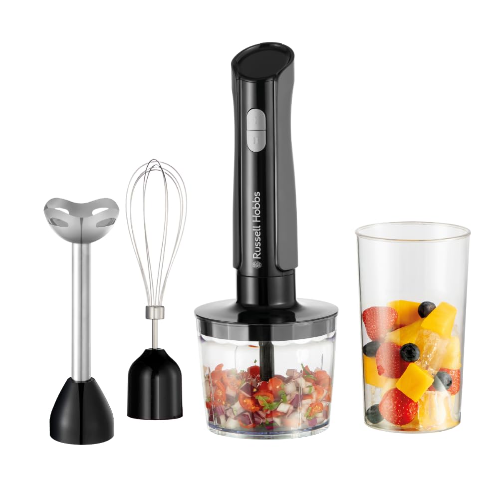 Russell Hobbs Hand Blender Mixer [3-In-1: Blender/Chopper/Whisk] (Ideal For Baby Food, Smoothie, Puree, Soup, 2 Speeds+Pulse Function, Stainless Steel Blades, Bpa ) Anthracite 27141-56