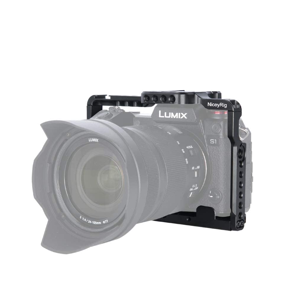 Niceyrig Camera Cage For Panasonic Lumix S1 S1R, With Quick Release Nato Rails & 1/4 3/8 Locating Holes- 316
