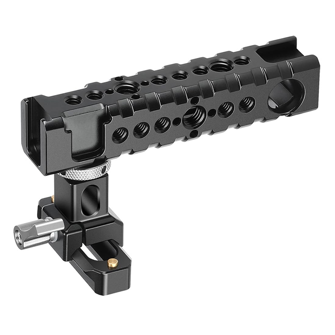 Dekeenstar Camera Cage Top Handle Grip Quick Release Nato Rail Top Handle With Cold Shoe Arri Locating Hole 15Mm Rod Clamp Nato Safety Rail For Video Camera Cage Rig Camcorder Light Microphones