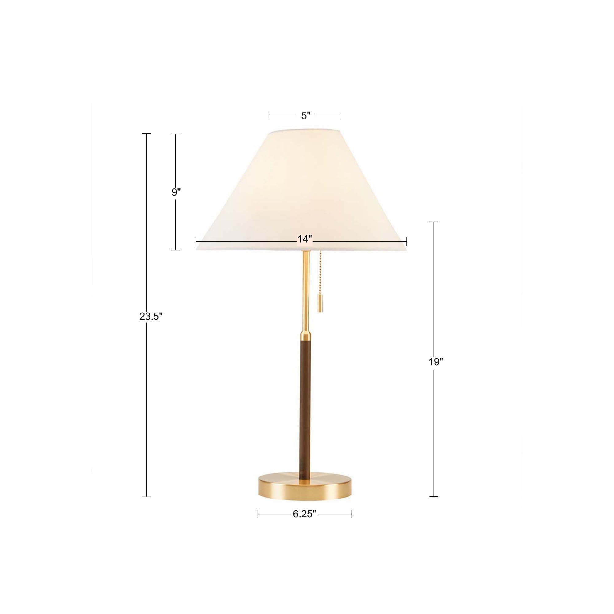 Ink+Ivy Table Lamp - Mid-Century Two-Tone Gold Nightstand Bedside Lamp, Chic Study Lamp, Clear Polarized Cord, Pull Chain Swtich, Bromley Lamp Décor Empire Fabric Shade, 23.5" H Gold/Brown