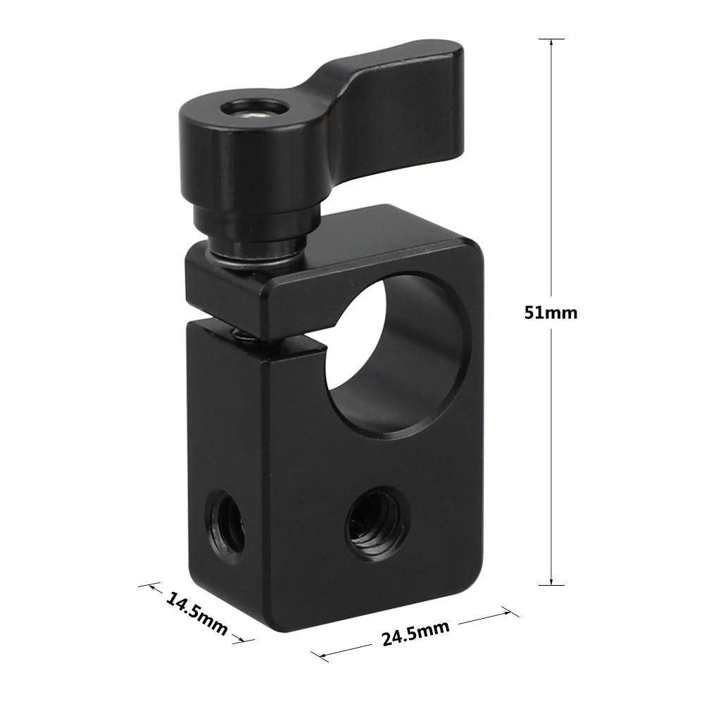 Camvate 15Mm Single Rod Clamp Adapter With Black Thumbscrew Locking Knob (2 Pieces) - 2217