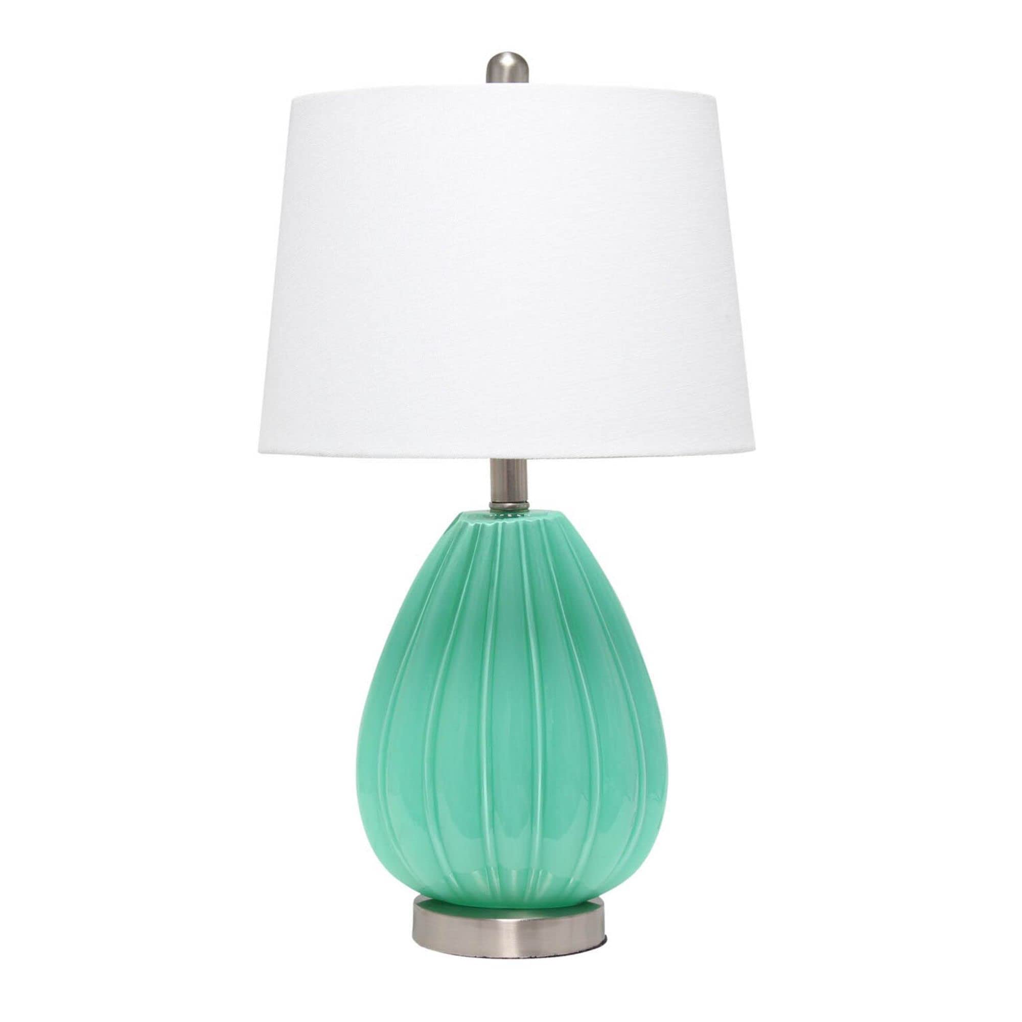 Lalia Home Contemporary Pleated Table Lamp With White Fabric Shade - Seafoam