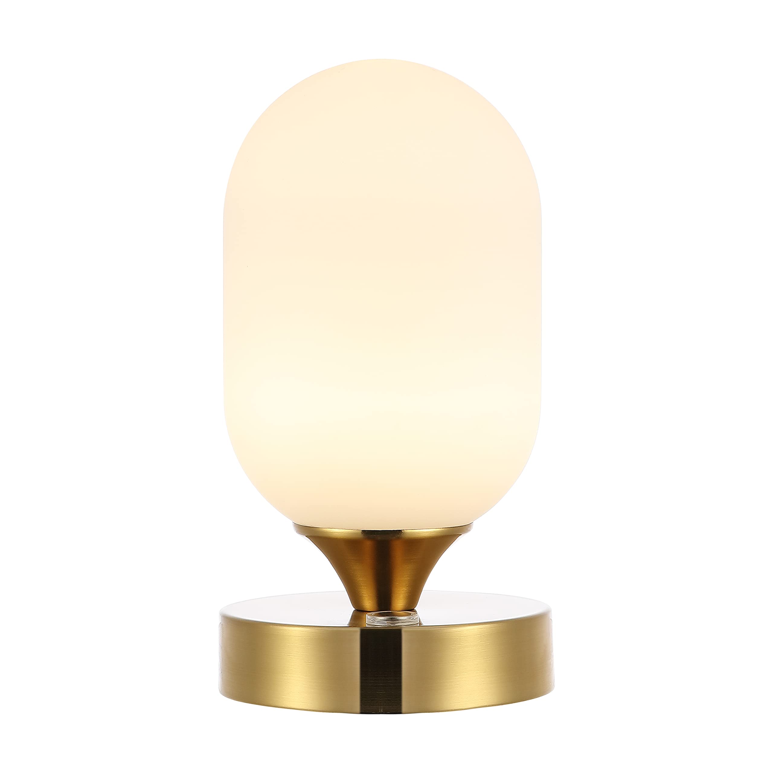 Jonathan Y Jyl7111C Eli 8" Modern Minimalist Iron Rechargeable Integrated Led Table Lamp Contemporary Bedside Desk Nightstand Lamp For Bedroom Living Room Office, Brass Gold/White
