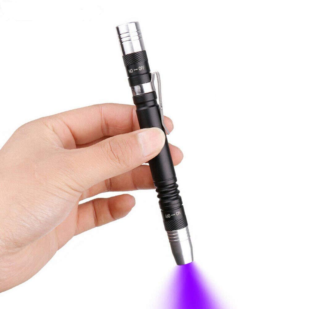 Modoao Led Light Blacklight Flashlights 2 In 1 Flashlight Penlight Pen Clip Torch Blacklight Detector For 3 Aaa Batteries (1 Pack)