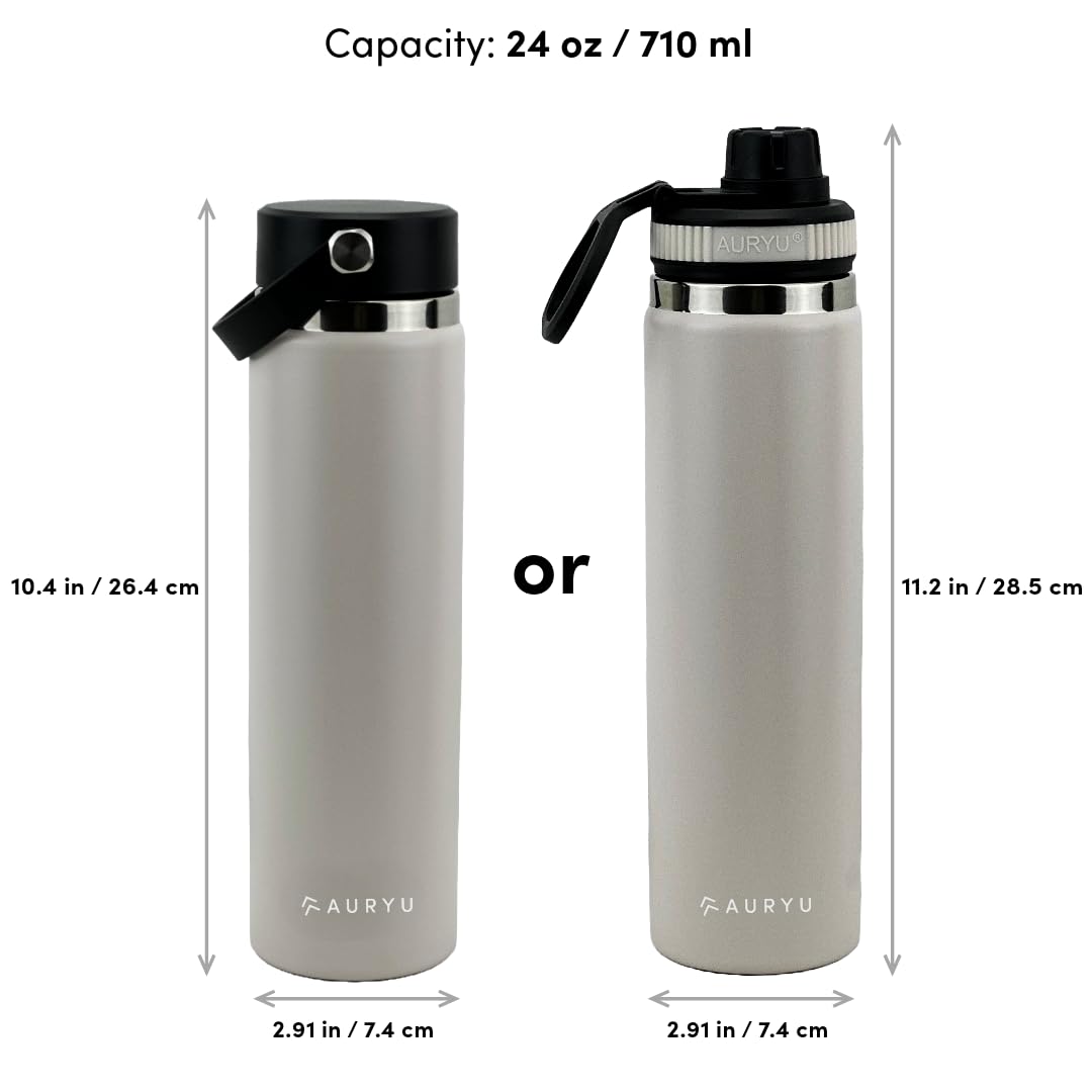 24Oz Triple-Walled Insulated Water Bottle Plus A Bonus Lid Included, Perfect For Sports & Travel