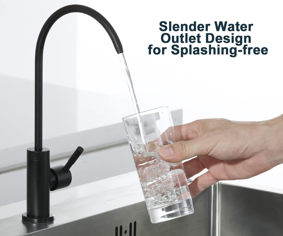 Esow Kitchen Water Filter Faucet, 100% Lead- Drinking Water Faucet Fits Most Reverse Osmosis Units Or Water Filtration System In Non-Air Gap, Stainless Steel 304 Body Matte Black Finish