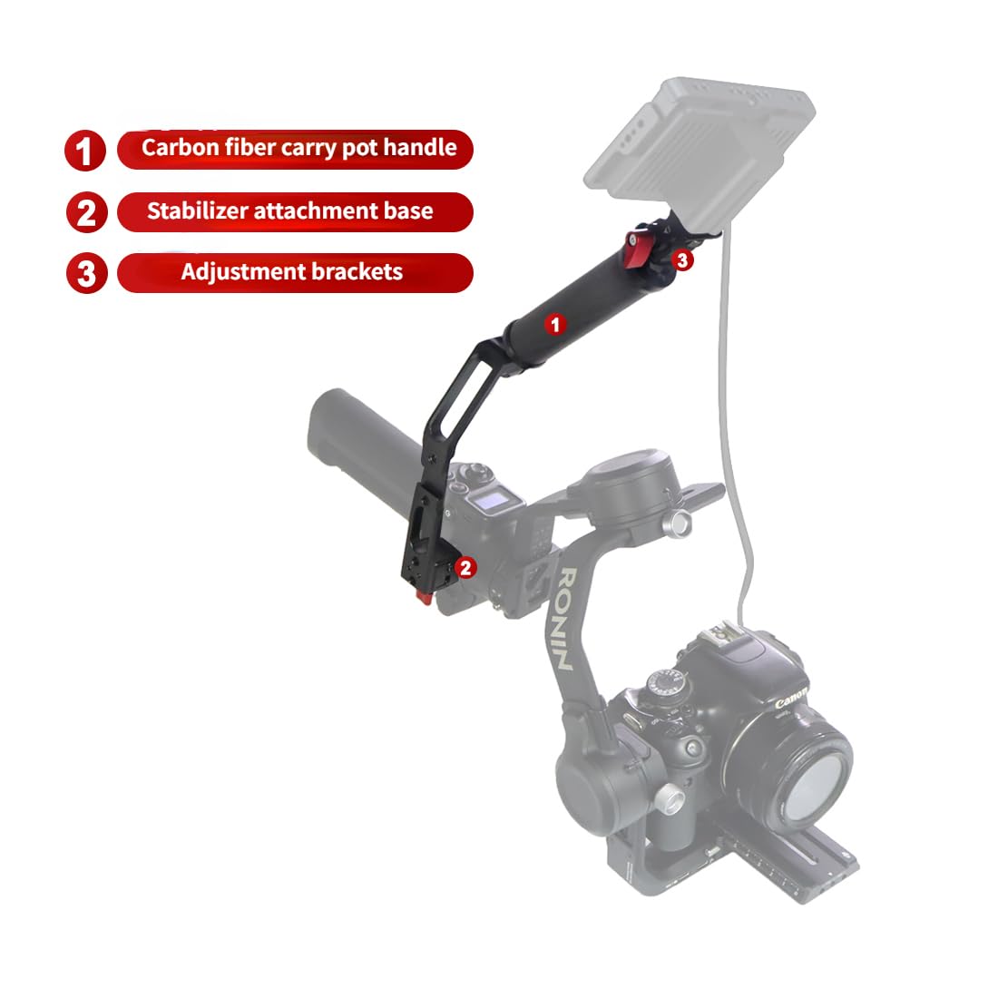 Novelgoal Carbon Fiber L Bracket Handle Grip With Foldable Cold Shoe Mount Compatible With Dji Ronin Rs2 Rsc2 Mini Handheld Gimbal Stabilizer Accessory (3In1 Kit)
