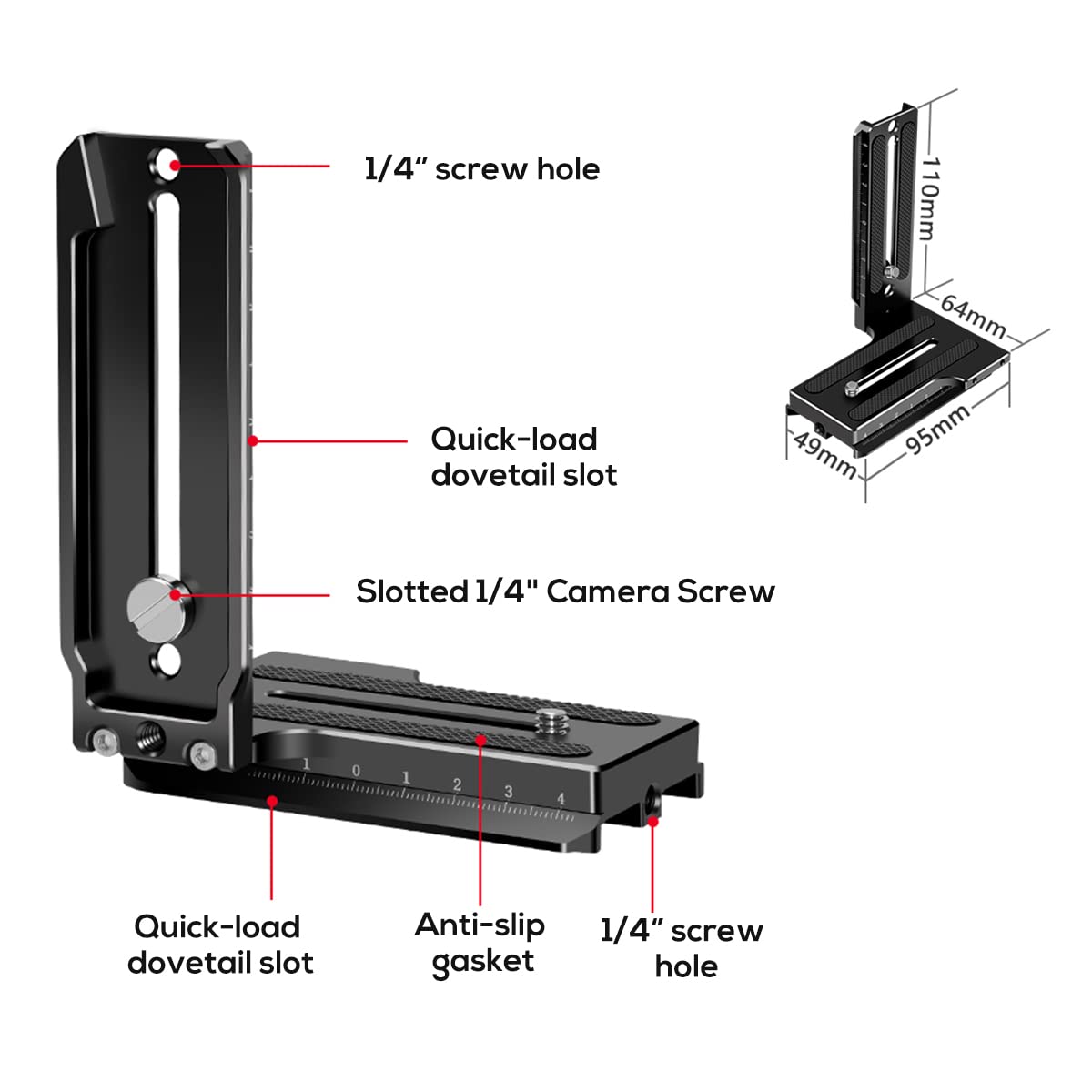 Eaxanpic Aluminum L Bracket Vertical Horizontal Switching Quick Release Plate For Dji Ronin Rs2 Rsc2 Zhiyun Weebill-S Gimbal Stabilizer Tripod Monopod And Slrs
