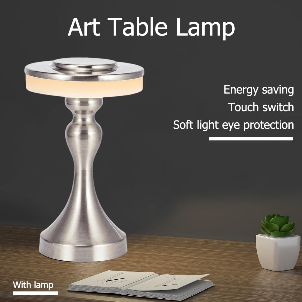 Hpufkot Portable Led Desk Lamp - 3-Color Touch Control,3-Levels Brightness,Rechargeable Battery,Ideal Bedside Lamp For Nightstand,Bedroom, Living Room