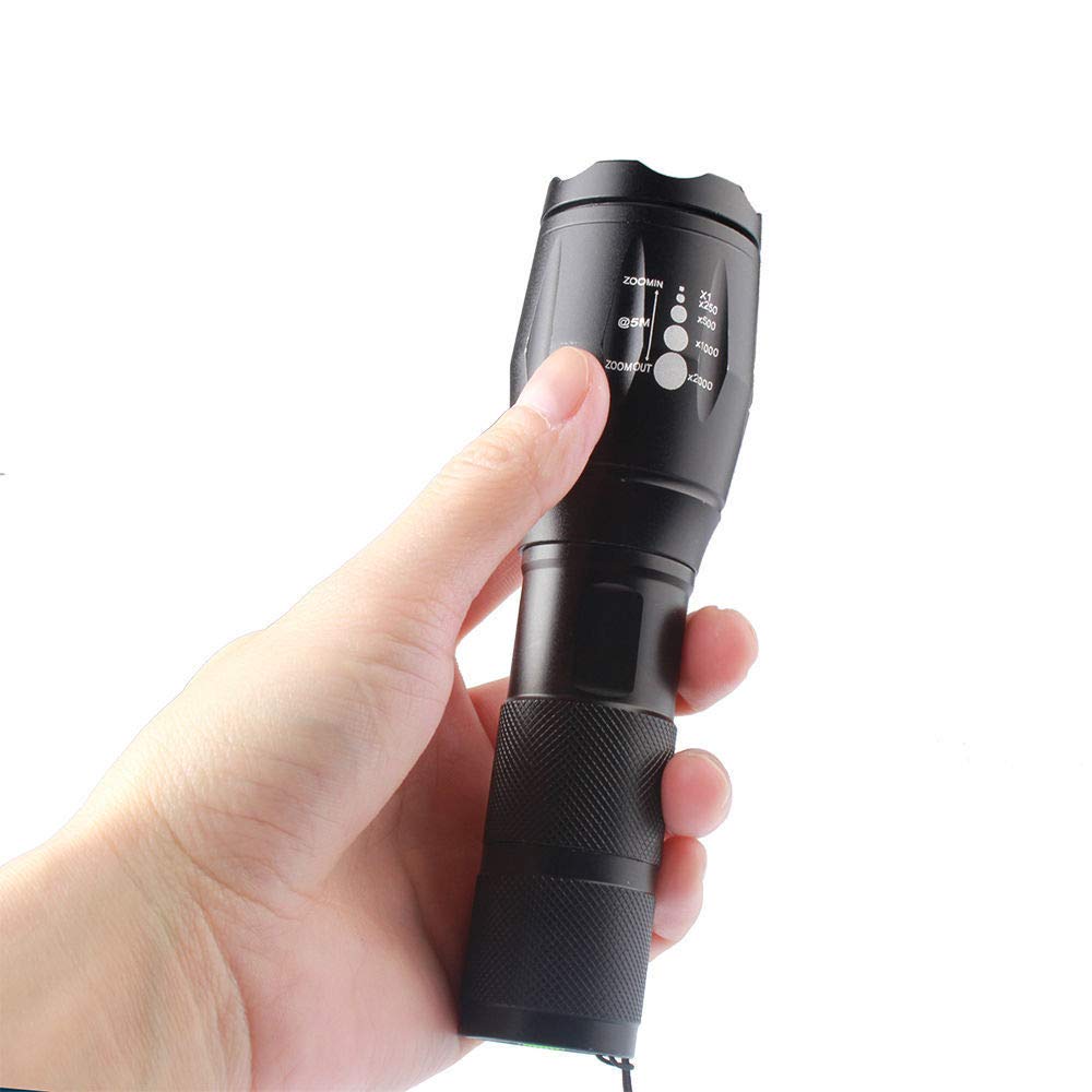 Oxiqmart 3X 10000Lm Zoomable Led Flashlight Focus Torch Light 18650/Aaa Outdoor Light