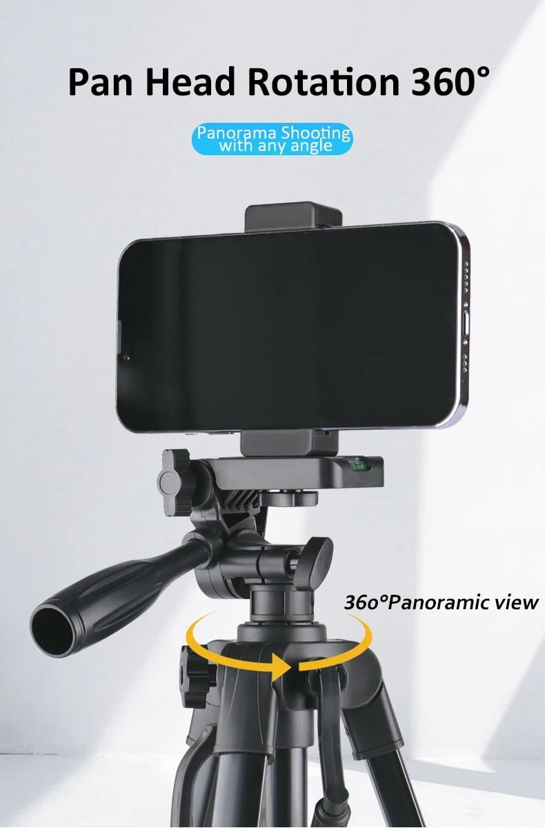 Abc Indus 66" Tripod For Cell Phone & Camera - Extendable Tripod Stand With Wireless Remote And Phone Holder For Video Recording- Portable Tripod With Bag For Travel And Photography