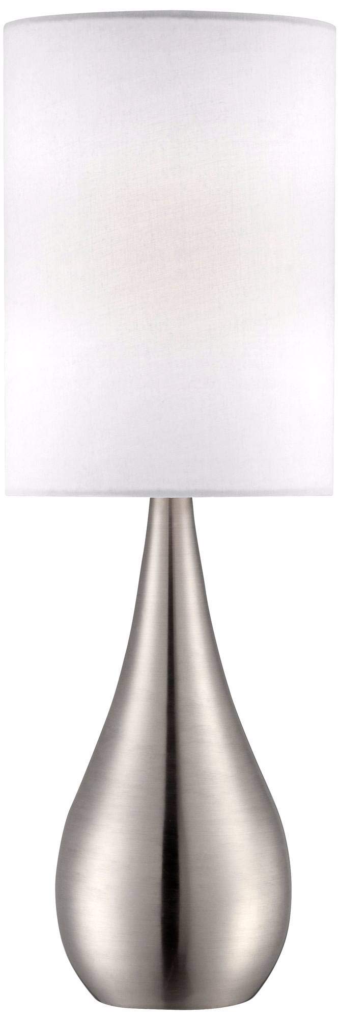 360 Lighting Modern Accent Table Lamp 21" High Brushed Nickel Silver Metal Teardrop White Cylinder Uno Shade Decor For Bedroom Living Room House Home Bedside Nightstand Office Kids Family