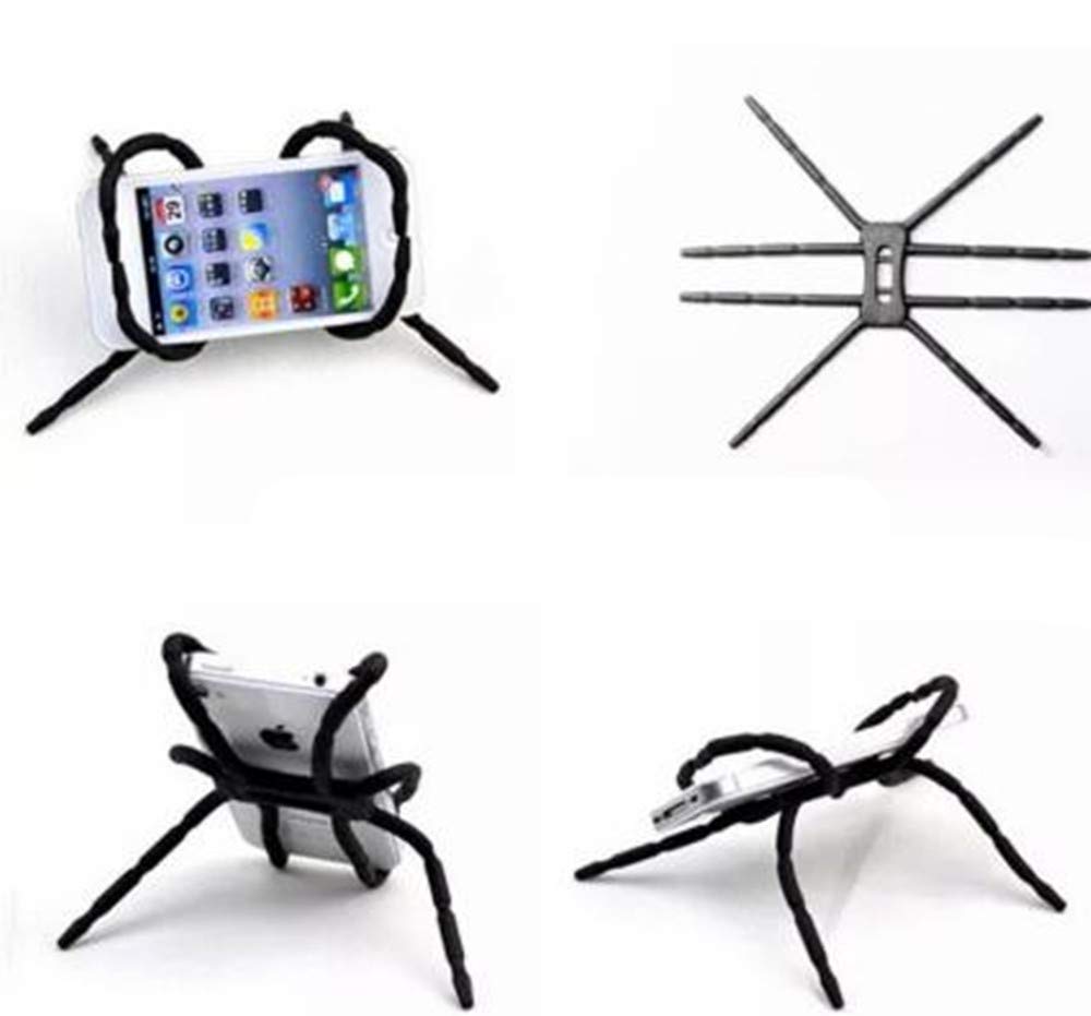 Auroralove Aulzaju Universal Multi-Function Flexible Spider Phone Stand Car Holder Hanging Mount For Iphone,Moto,Google,Oneplus,Samsung,Andriod All Mobile Phones In Car Bicycle Desk Plane (4 Pack Black)