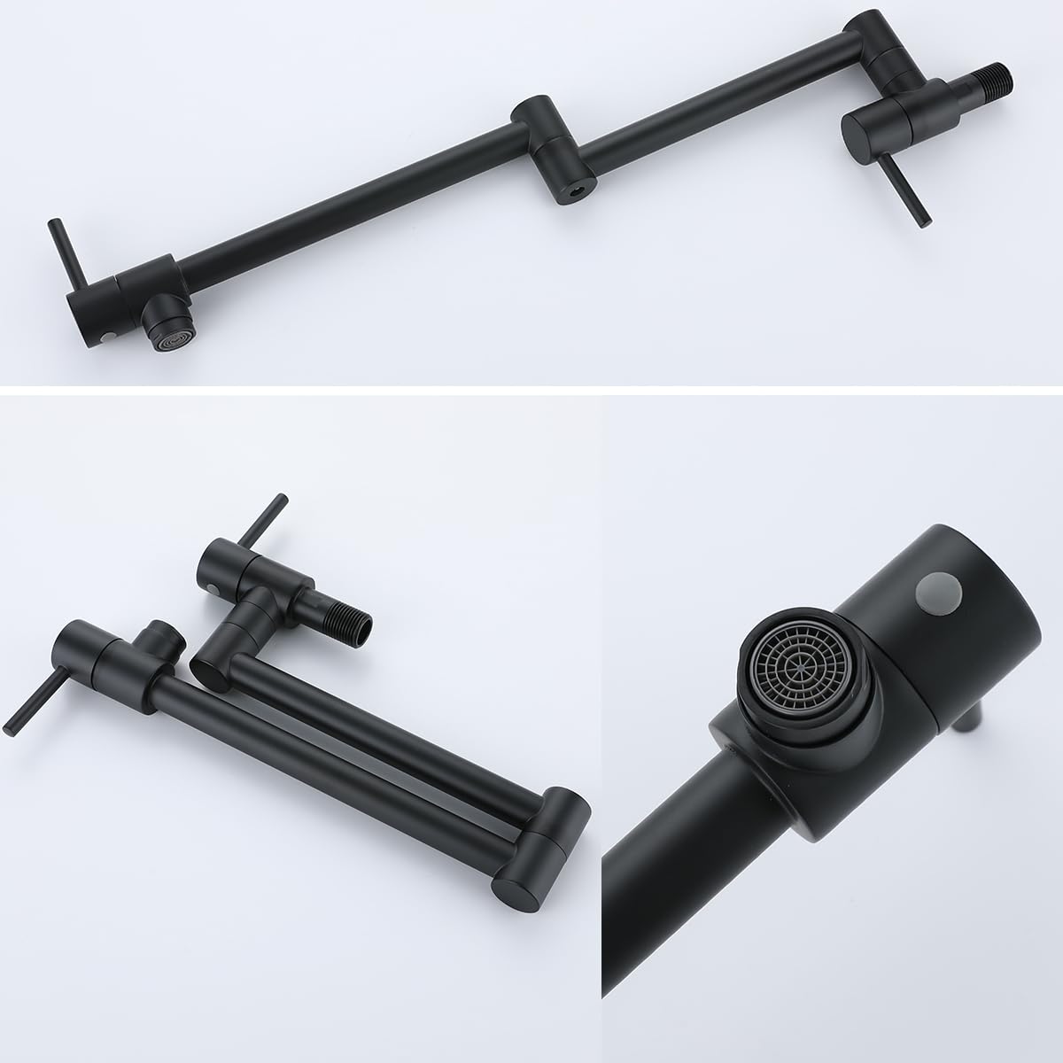 Random Pot Filler Faucet Black Pot Filler Over Stove Faucet Brass Wall Mount Kitchen Folding Faucet Double Joint Swing Arms.Rd-81997-Mb