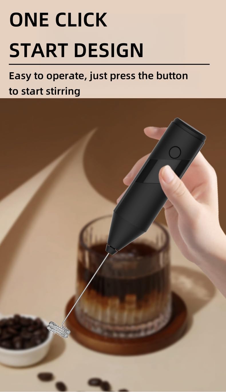 Taolivingmart Milk Frother Handheld For Coffee Electric Hand Blender, Mini Drink Mixer Whisk & Coffee Foamer Wand With Stand For Lattes, Cappuccino, Matcha And Hot Chocolate Kitchen s (Black)