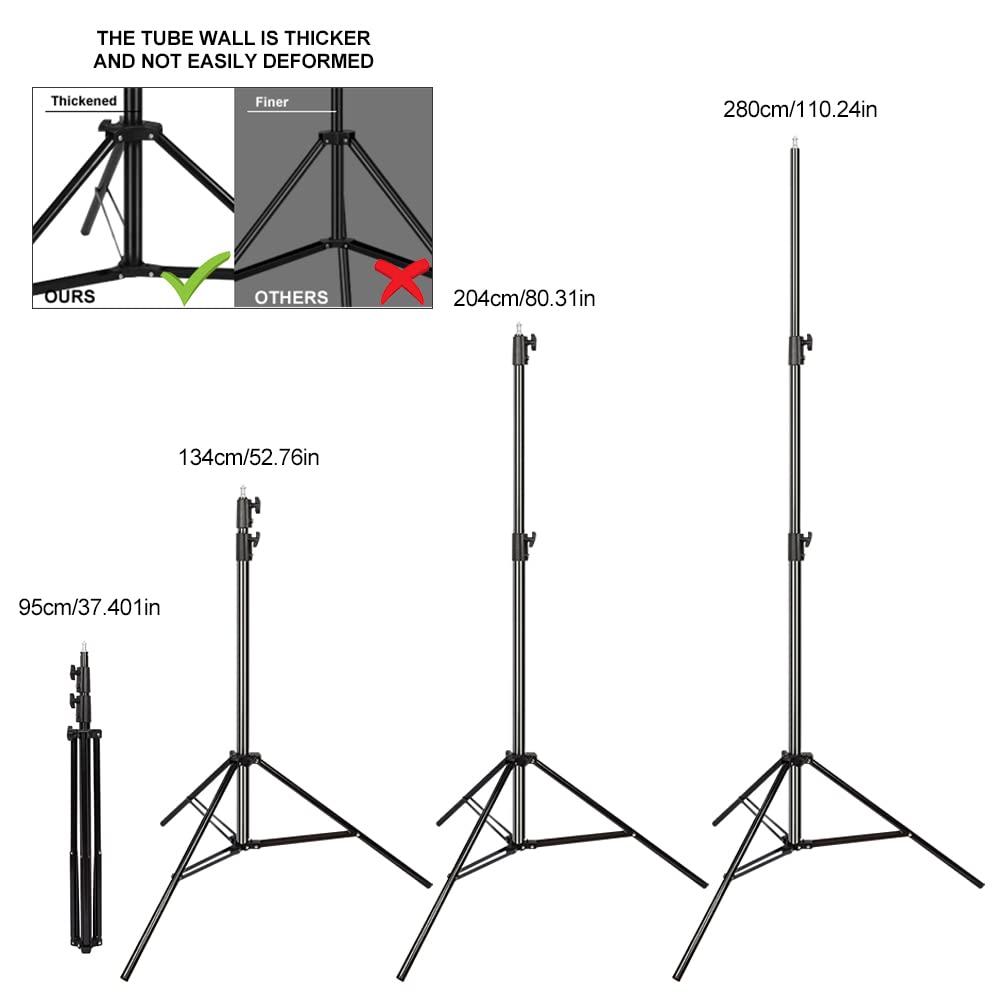 Vonov Photography Light Stand 9.33 Ft/ 2.8M Heavy Duty Aluminum Light Tripod Stand Photography Photo Studio Lighting Stand For Photography Studio, Umbrella, Backdrop, Led Panel, Speedlite Flashes, Reflector