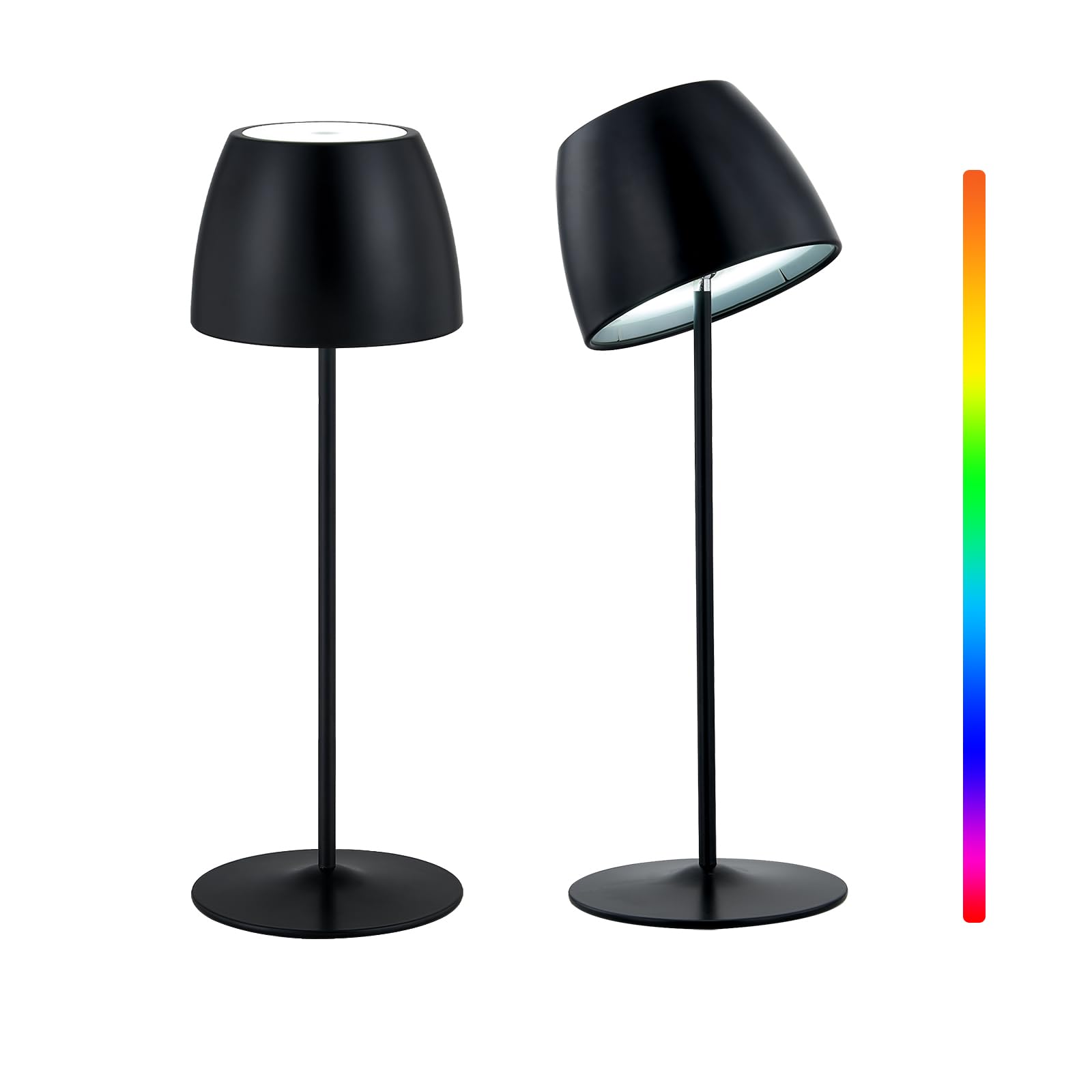 Mycozy 2 Pack Cordless Table Lamp, 7 Lighting Modes, Rechargeable Wireless Lamp, Waterproof Lamps For Shower, Battery Powered Table Lamp For Living Room/Bedroom/Dinner/Cafe/Patio/Outdoor(Black)