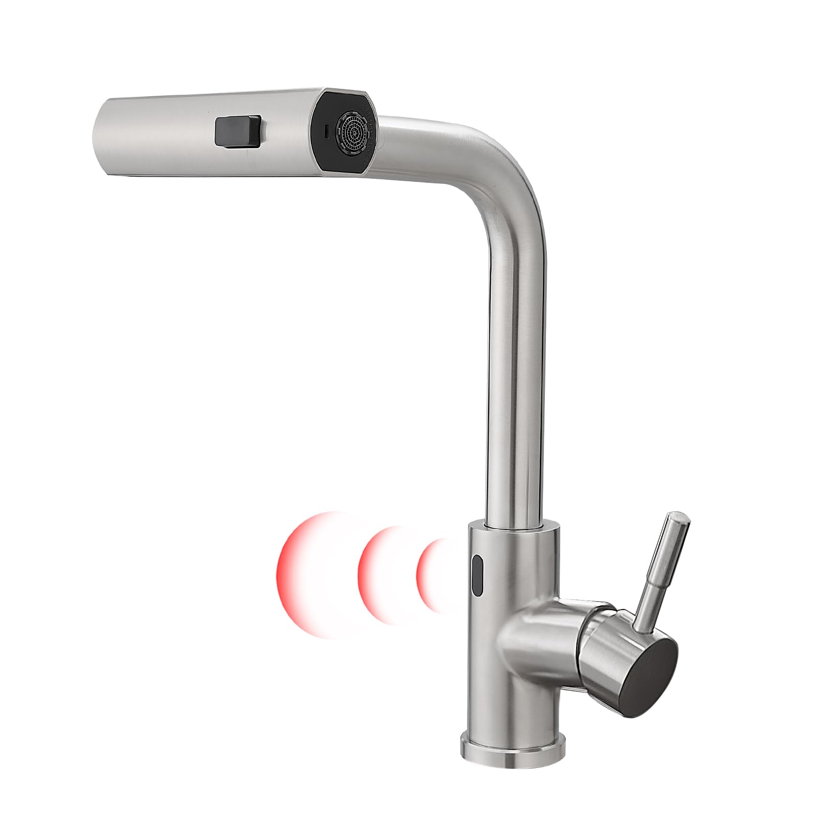 Gimili Touchless Waterfall Kitchen Faucet With Pull Down Sprayer Brushed Nickel Single Hole Handle Stainless Steel Kitchen Sink Faucets Commercial Modern Faucets For Pull Down Sprayer Sinks
