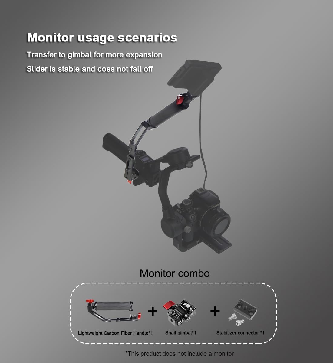 Novelgoal Carbon Fiber L Bracket Handle Grip With Foldable Cold Shoe Mount Compatible With Dji Ronin Rs2 Rsc2 Mini Handheld Gimbal Stabilizer Accessory (3In1 Kit)