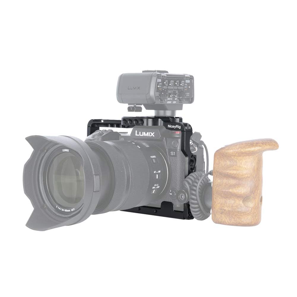 Niceyrig Camera Cage For Panasonic Lumix S1 S1R, With Quick Release Nato Rails & 1/4 3/8 Locating Holes- 316