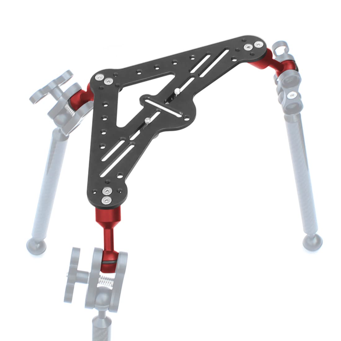 Novelgoal Aluminum Tripod Mount Dslr Diving Photo Triangular Gimbal Tray Rig Underwater Photography Holder (Red Ballhead Tray)