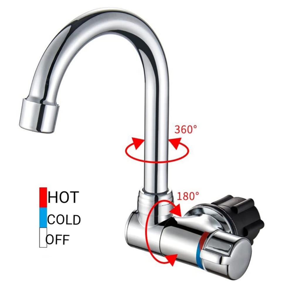 Riloer Foldable Faucet, 360° Rotation Sink Water Tap Cold & Hot Water Mixer Faucet For Rv Boat Foldable Copper Kitchen Faucet