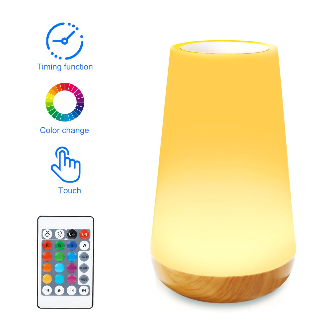 Lovummor Night Light, Dimmable Touch Lamp For Bedroom, Portable Table Bedside Lamp, 13 Rgb Colors 5 Brightness, Rechargeable Night Lamp For Kids/Nightstand/Baby Nursery/Hallways/Living Room/Camping