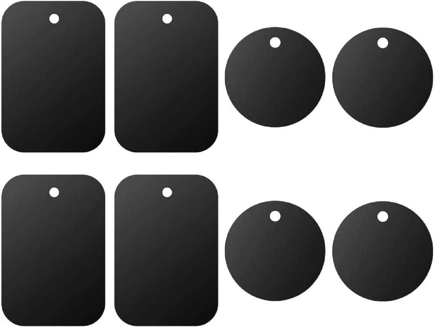 Dstelin Universal Metal Plate 8 Pack For Magnetic Phone Car Mount Holder Cradle With Adhesive (Compatible With Magnetic Mounts) - 4 Rectangle And 4 Round, Black
