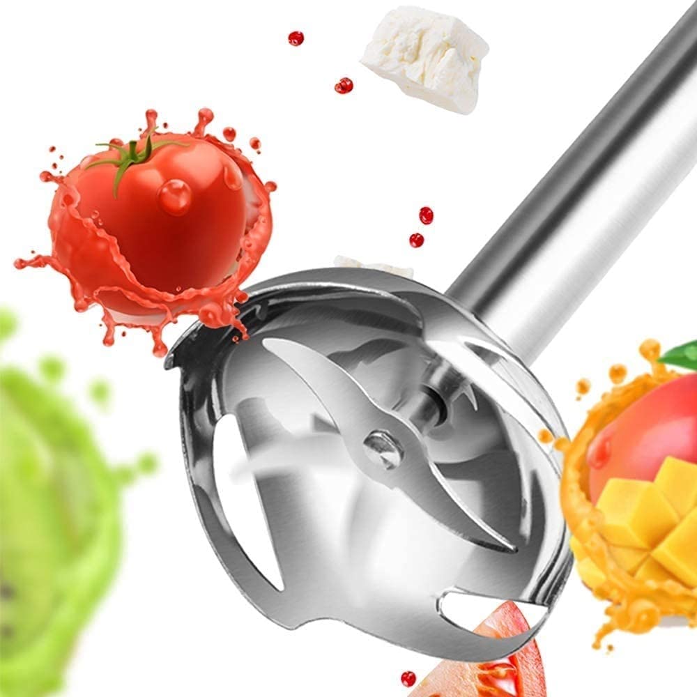 Kaabeto Hand Blender, 150 Watt 5-In-1 Immersion Multi-Purpose Stick Blender With Egg Whisk, With 500Ml Food Grinder, Bpa-, 600Ml Container,Smoothies, Sauces And Soups (White)