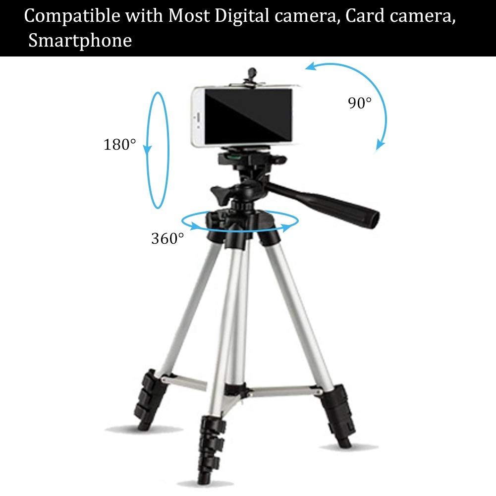 Keenso Phone Stand, Phone Tripod, 41" Flexible Tripod For Cell Phone, Cell Phone Stand, Portable Aluminum 4 Section Telescopic Legs Camera Stand Bracket Mobile Phone Selfie Stickholder With Carry Bag