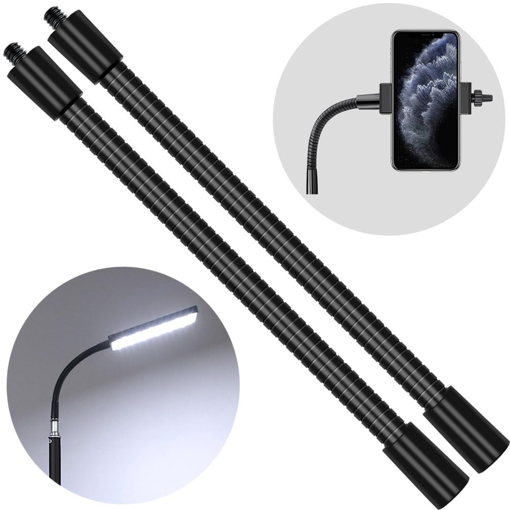 Pixel 6 Inch 1/4' Threaded Male Female Gooseneck Arm For Webcam/Microphone/Tripod And Phone Camera Light (2Pcs) Flexible Metal Arm