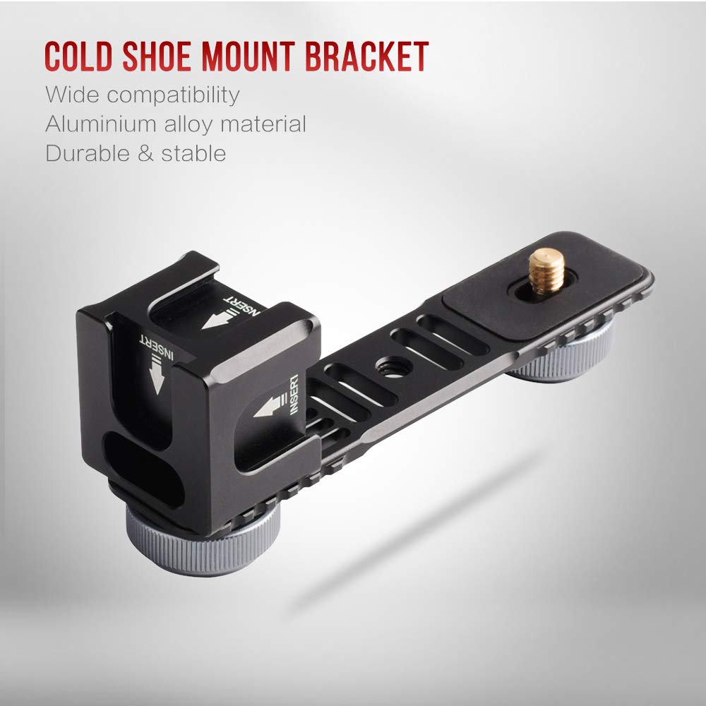 Andoer Universal Aluminium Alloy Gimbal Extention Bar Bracket Adapter With 4 Cold Shoe Mount For Led Video Light Microphone Zhiyun Smooth Series Feiyutech Osmo Gimbal Handheld Stabilizer Accessories