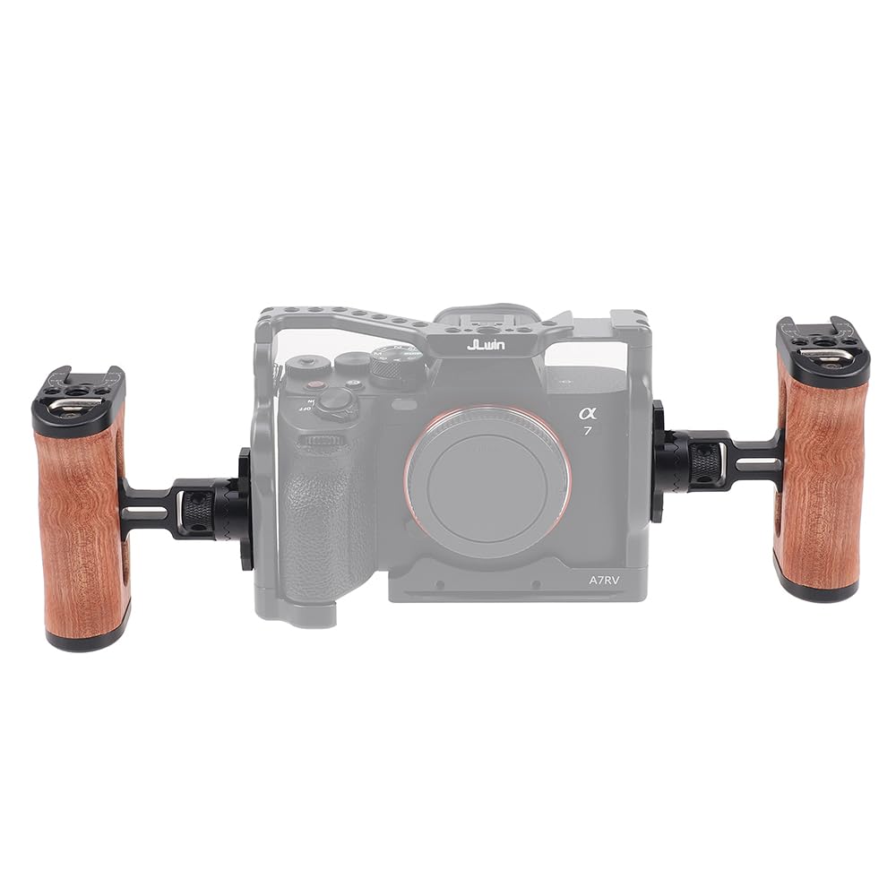 Hersmay Wooden Side Handle Quick Release Camera Hand Grip With 1/4"-20 Screws Stabilizer With Arri-Style Mount Screw & Cold Shoe Mount For Dslr Mirrorless Video Camera Cage