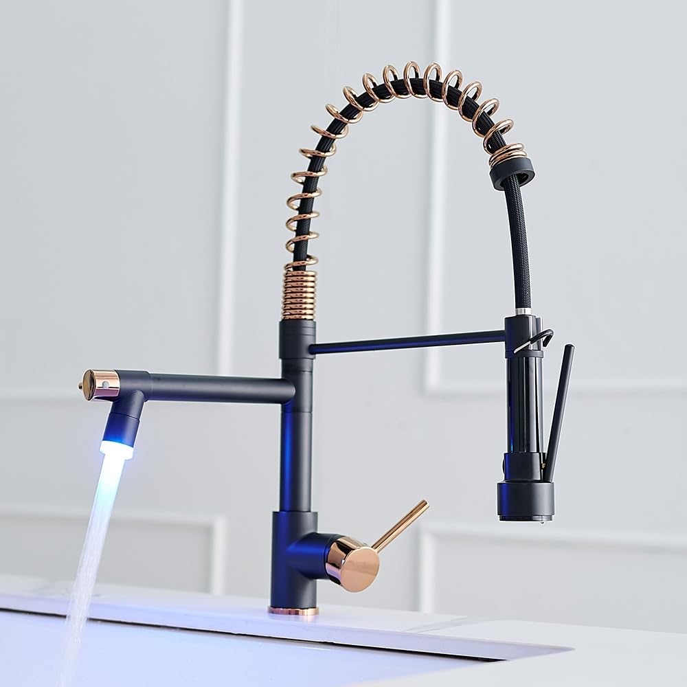 Overstock 2-Spout Single-Handle Kitchen Faucet With Led Light