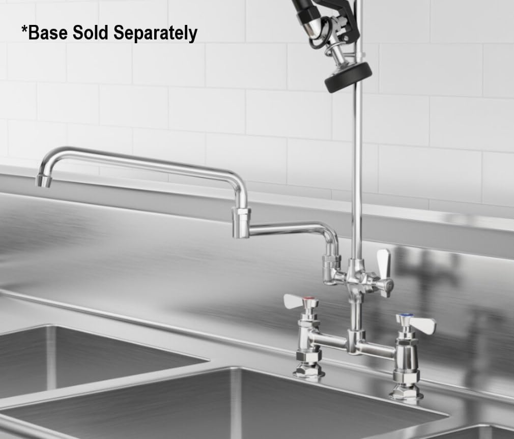 Soro Essentials Soro Essentials- 18" Heavy Duty Chrome Plated Double Jointed Swivel Spout - Commercial Kitchen Faucet Swivel Spout Utility Sink Faucets For Kitchen Laundry Room Restaurant