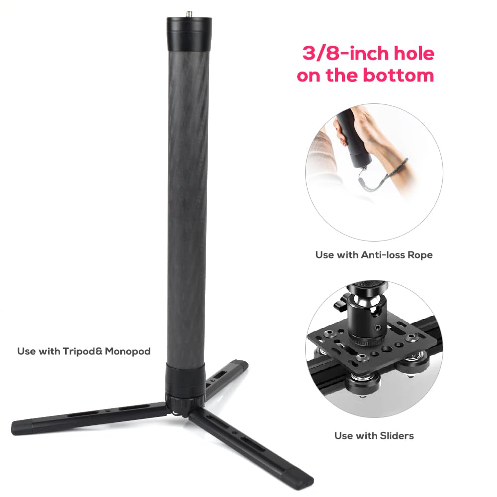 Eaxanpic Carbon Fiber Gimbal Extension Pole 13.4" Monopod Stick Rod For Dji Rs3 Mini/Rs3 Pro/Rs3/Rs2/Rsc2/Ronin S/Ronin Sc, Zhiyun Weebill S/Crane 2 3,Moza Feiyutech Stabilizer