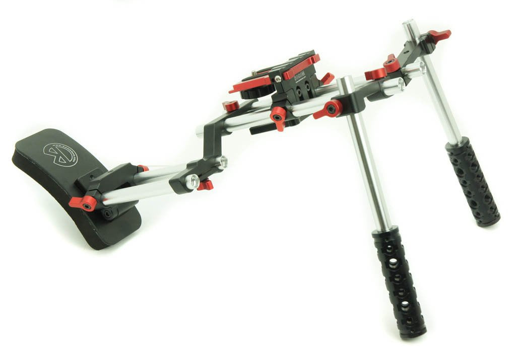 Kamerar Socom Dual Grip Video Stabilization Shoulder Rig Filmmaker Kit W/ 15Mm Rail System And Comfortable Soft Rubber Shoulder Pad For Bmpcc, Dslr Sony Canon Nikon Cameras Video Camcorders