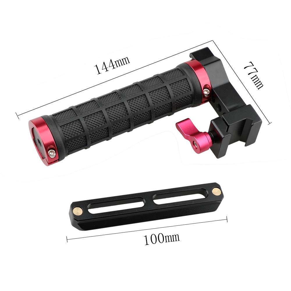 Camvate Quick Release Rubber Grip Top Handle With Nato Rail For Blackmagic Pocket Cinema Camera (Red) - 1498
