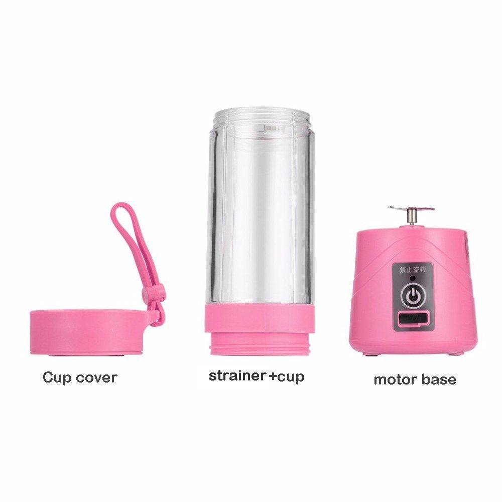 Fellibay Hofumix Fruit Juicer Rechargeable Portable Juice Blender Breakfast Smoothie Maker Cup Fruit Mixing Machine Mini Protein Shake Maker Electric Mixer Cup With Usb Charging Cable (Pink)