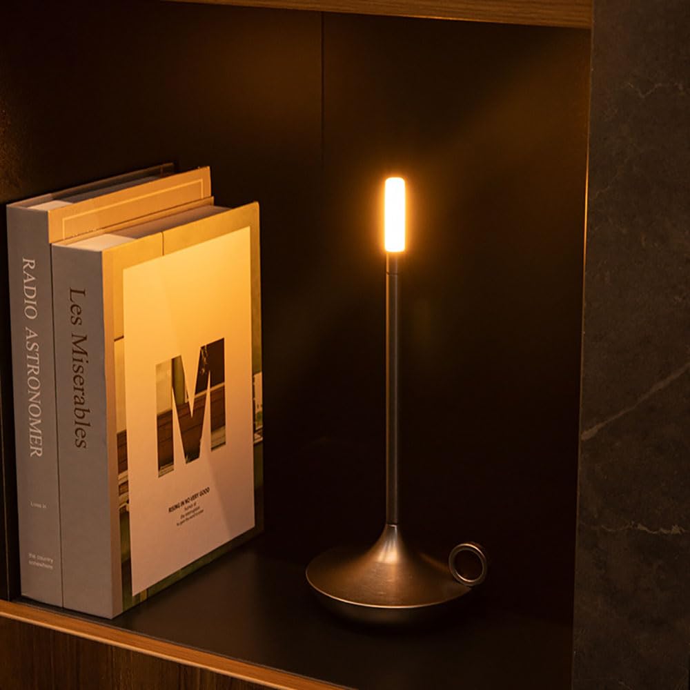Lllunimon Retro Led Cordless Table Lamp, Rechargeable Led Desk Lamp With 3 Levels Brightness, Candle-Shaped Desk Lamp For Home,Dinner Table,Bedside
