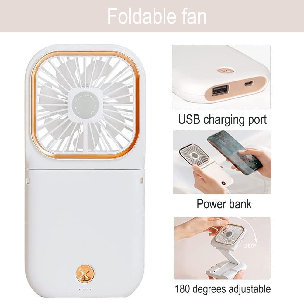Handheld Quiet Mini Fan,Portable Foldable Desk Fan With 3000Mha Battery Powered And Rechargeable