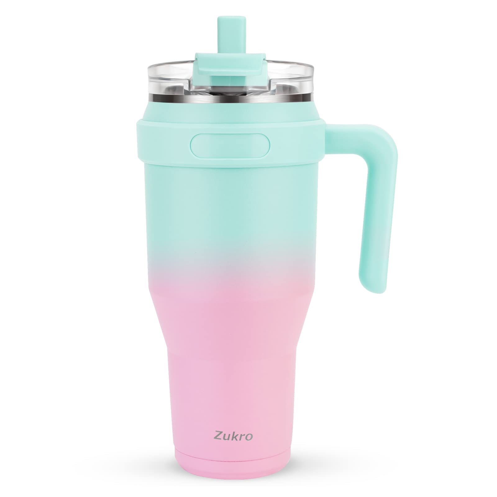 Zukro 40 Oz Mug Tumbler With Handle And Flip Straw, Leakproof Vacuum Insulated Stainless Steel Cup