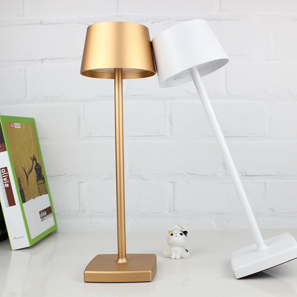 Seihoae Cordless Table Lamps Rechargeable, 5200Mah Battery, Ip54 Waterproof, Aluminum Alloy, Touch Dimming For Indoor Outdoor Restaurant Buffet Bar Coffee Shop, Gold