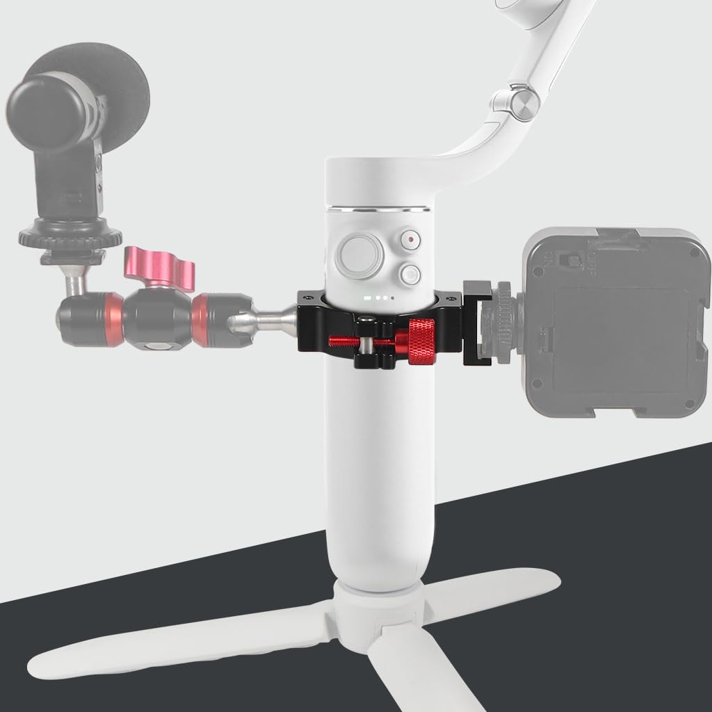 Novelgoal Aluminum Stabilizer Expansion Clip With 1/4 Screw Hole Adjustable Cold Shoe Slot For Osmo5/6 Stabilizers For Fill Lights Microphones