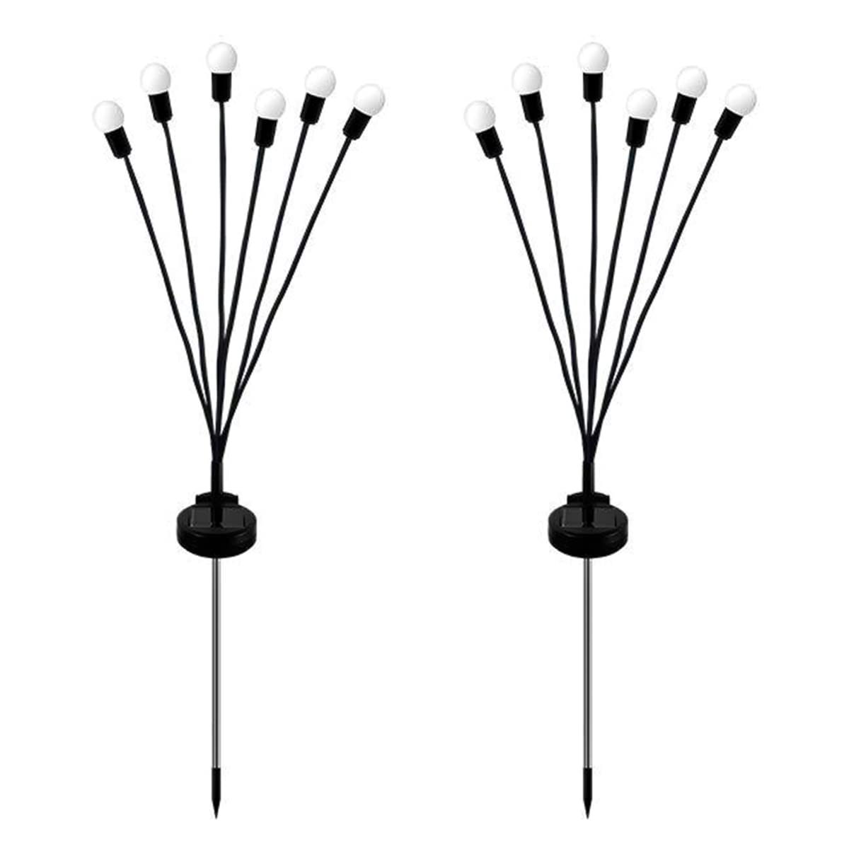 Nuzamas Pack Of 2 Solar Powered Firefly Lights Outdoor Waterproof, Solar Starburst Swaying Garden Lights, Swaying When Wind Blows Solar Garden Lights Outdoor Decorative String Lights