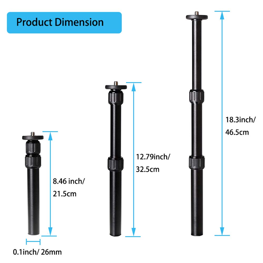 Fiewszihu Tripod Center Column Extension Camera Mount Extender Telescopic Rod 3 Section Pole For Monopod Dslr Photo Studio Outdoor Macro Shooting